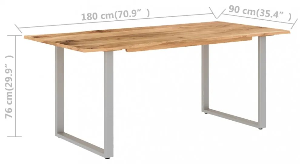 tömör akácfa étkezőasztal 180 x 90 x 76 cm