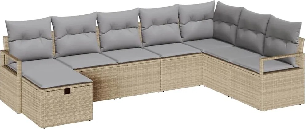 vidaXL Kanapé Szett párnával 8 pcs Beige és Világosszürke polirattan