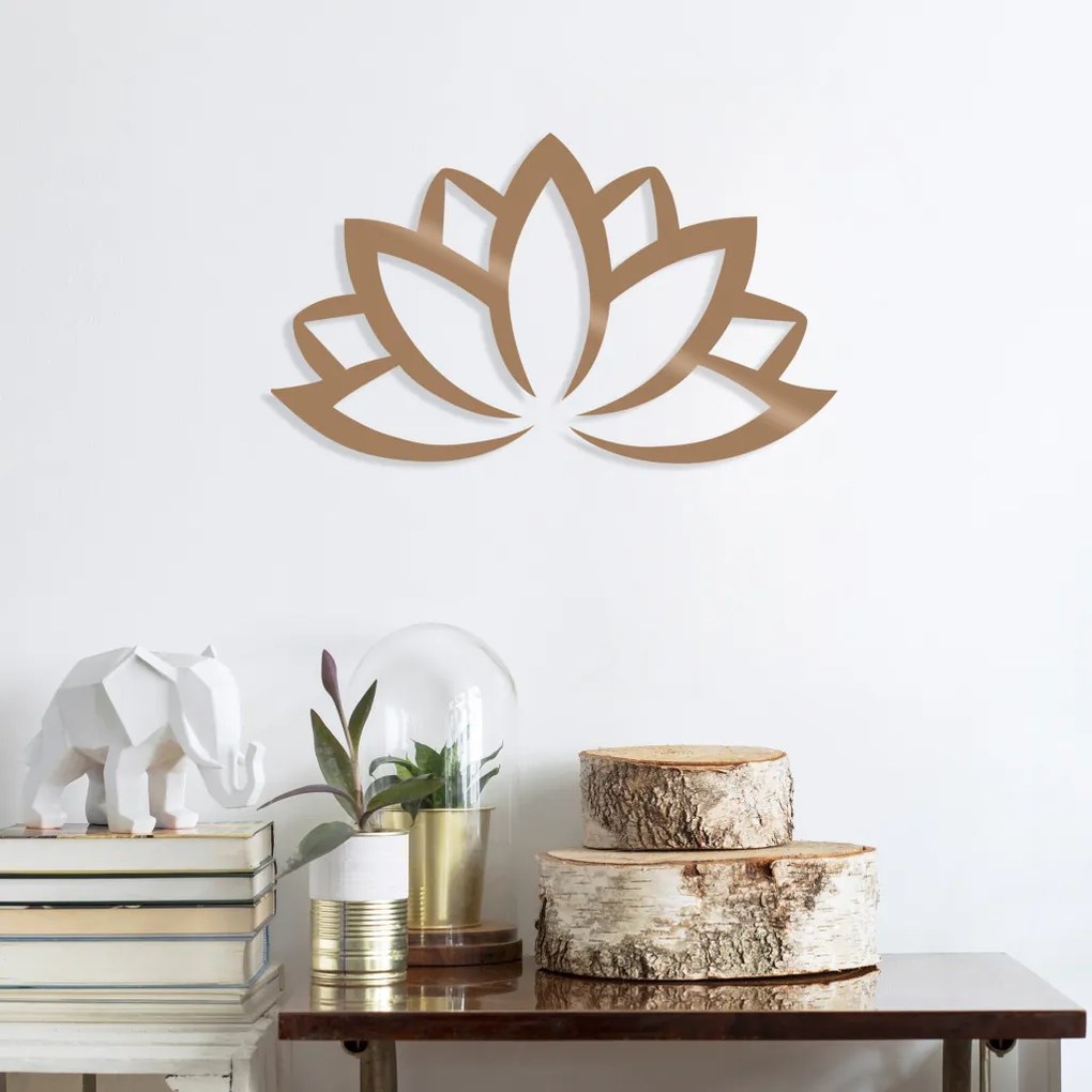 Lotus fém fali dekoráció, réz, 60×35 cm