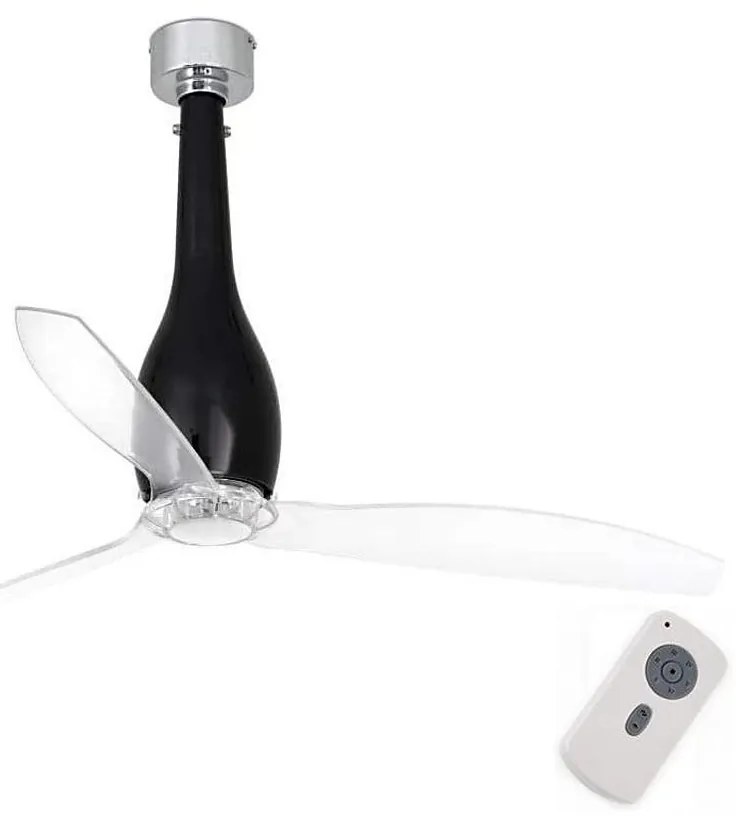 FARO 32002 - Mennyezeti ventilátor ETERFAN fekete/átlátszó á. 128 cm + távirányítás