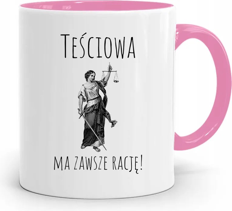 Rózsaszín Bögre Az Anyósnak, Akinek Mindig Igaza Van A fényképes nyomattal