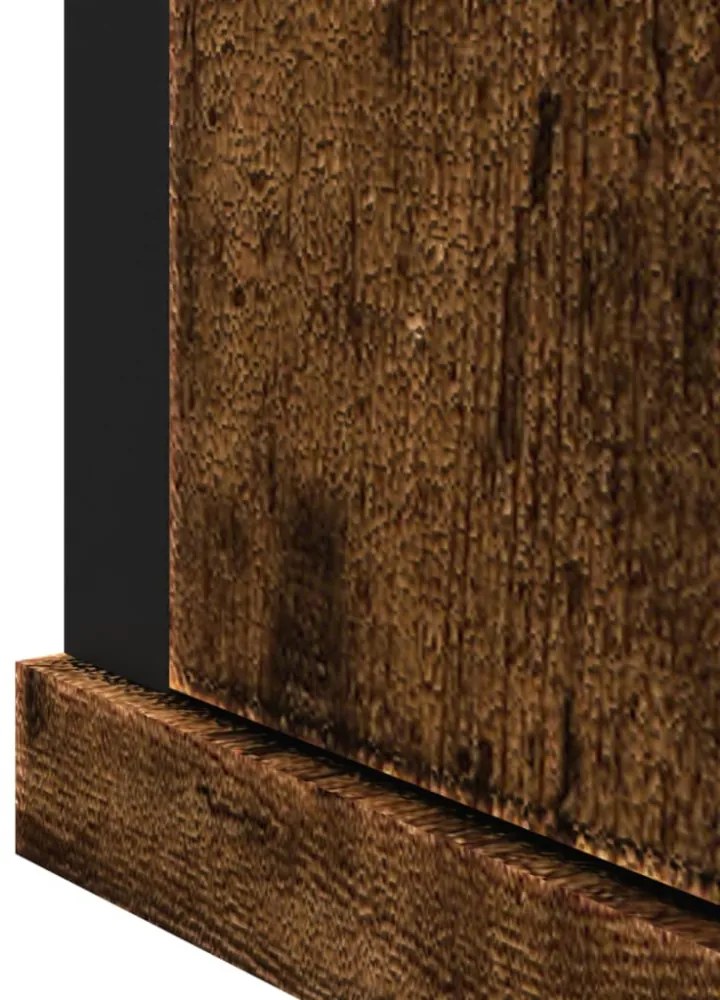 füstölt tölgy szerelt fa tükrös fürdőszobaszekrény 42x12x60 cm