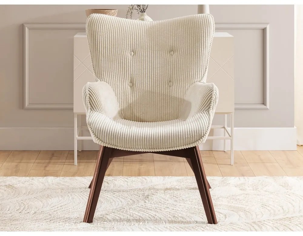 Bézs kordbársony fotel Niko – Ropez