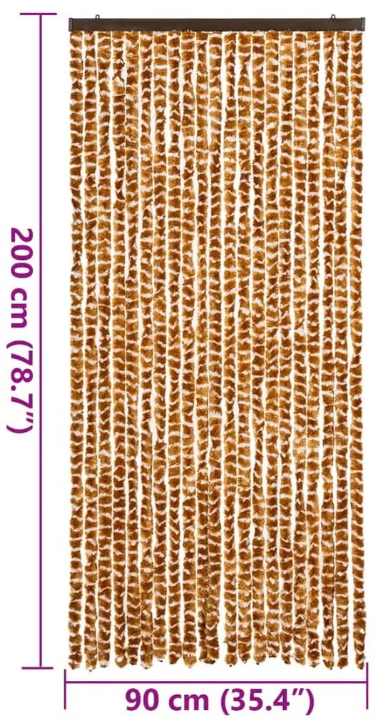 okkersárga és fehér zsenília rovarfüggöny 90 x 200 cm