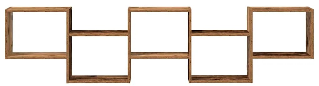 antik fa színű szerelt fa fali kockapolc 5 rekeszes színű