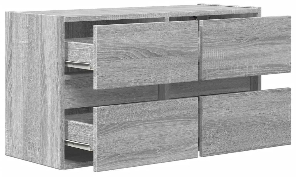 szürke sonoma színű fali TV-szekrény LED-del 80 x 31 x 45 cm