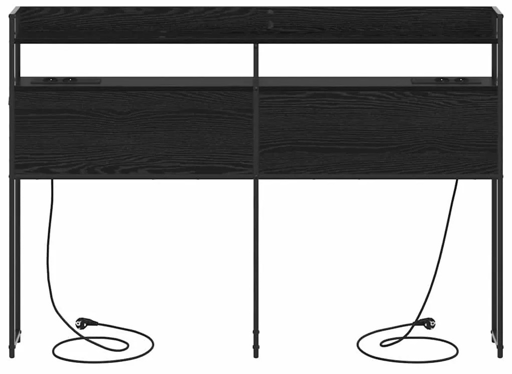 Fejtámla LED -es lámpákkal polcokkal Musta tammi 140 cm Faanyag