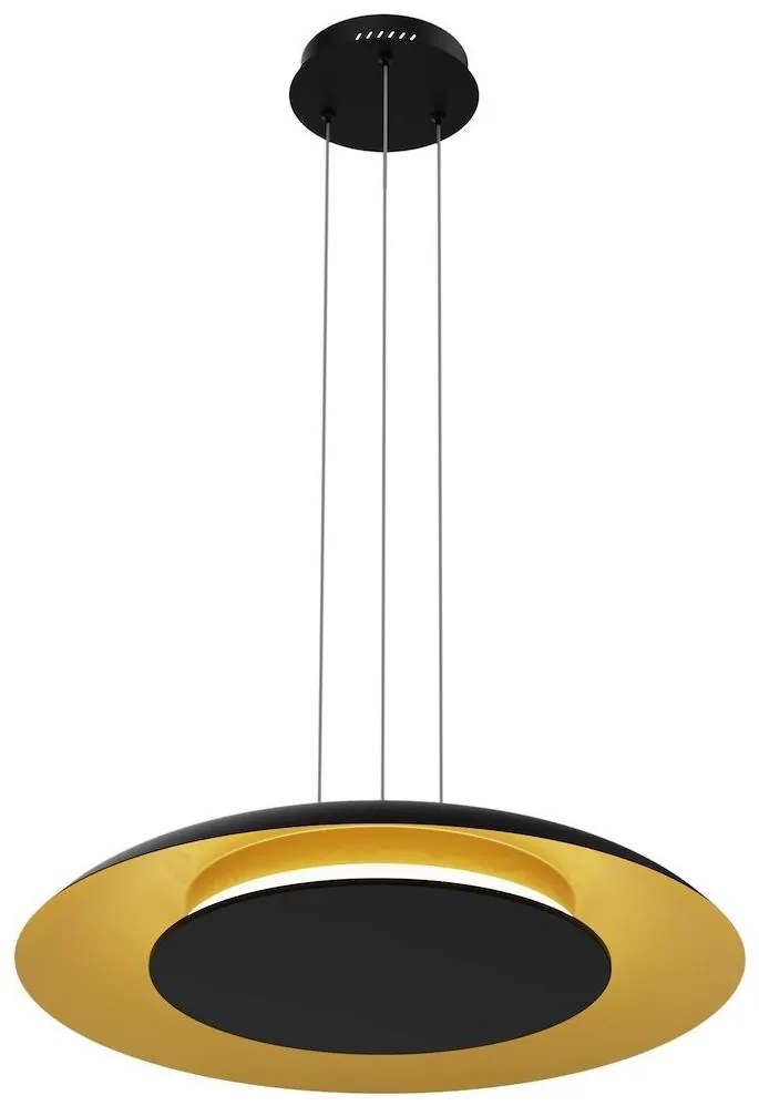 LED csillár kábelen PIATTINO LED/30W/230V 2700/3200/4000K átm. 40 cm fekete/arany