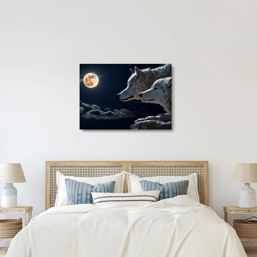 Farkas üvöltés a holdra képe (üvegen) (70x50 cm)