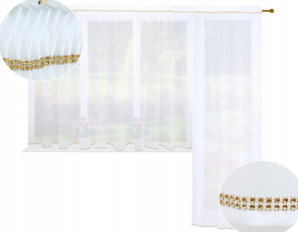Kész erkély függöny szett fátyol strasszok 1