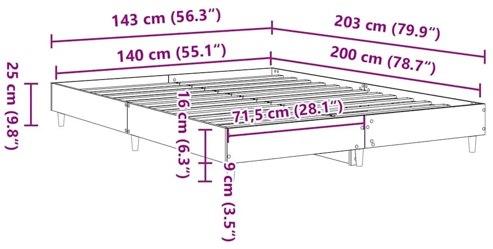 antik fa szerelt fa ágykeret matrac nélkül 140x200 cm
