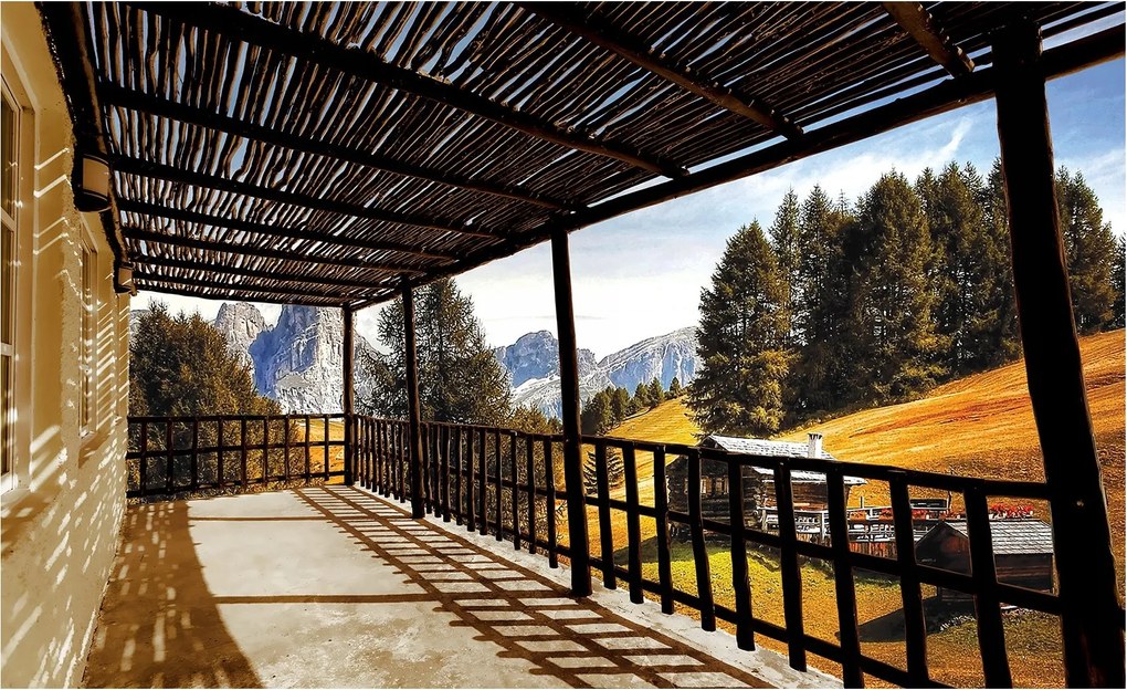 Flizelin fotótapéta Őszi erkély a hegyekben panoráma 312x219 +ragasztó