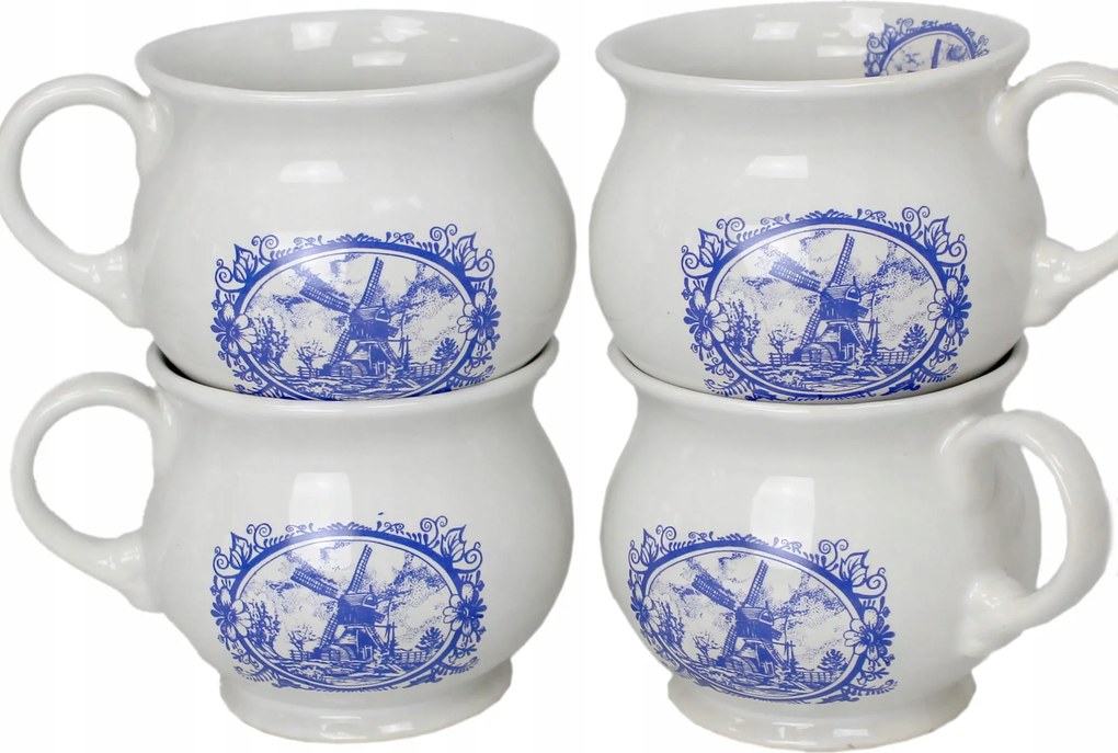 4 db-os kerámia bögre szett 0,35 l ventillátor kék