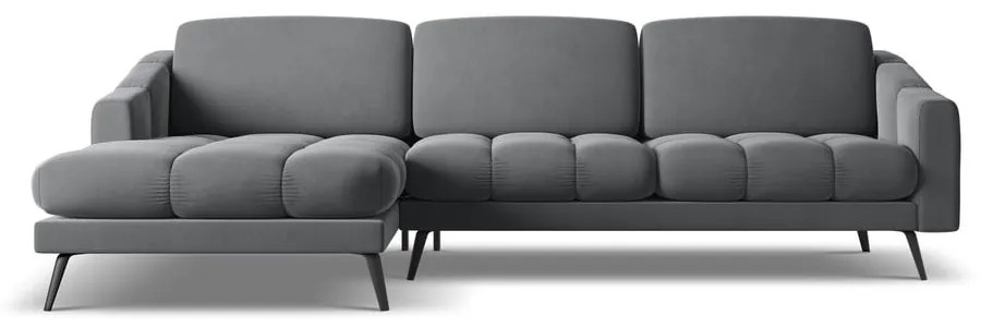 Szürke bársony sarokkanapé (bal oldali) Nalu – Makamii