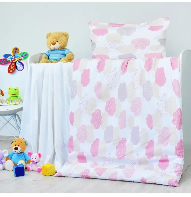 EMI felhős rózsaszín gyerek ágyneműhuzat, Párna 70x90