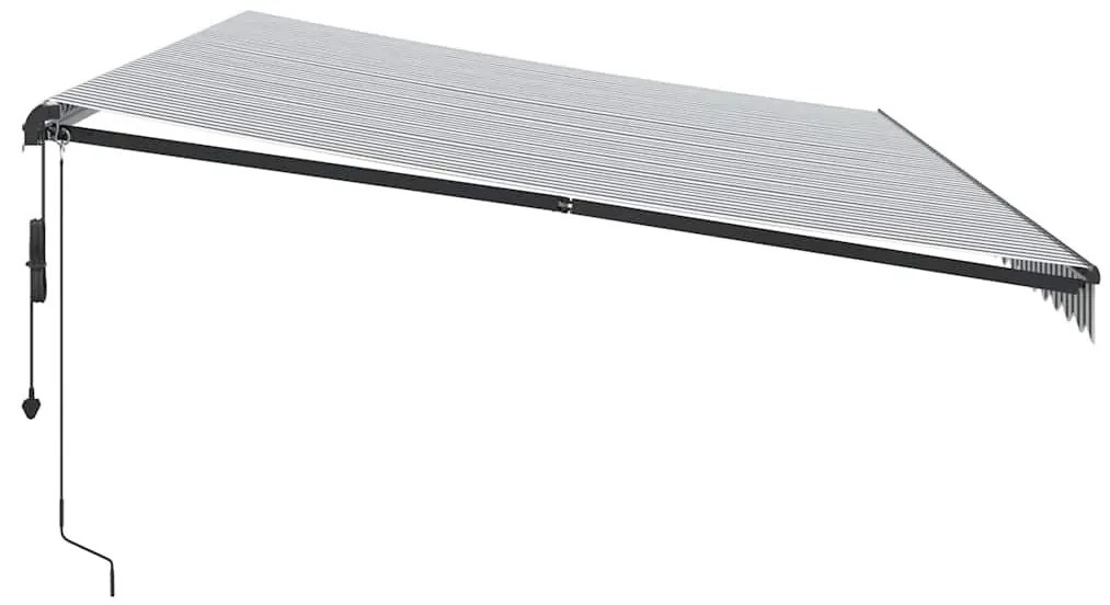 Antracitszürke-fehér automata kihúzható napellenző 600 x 300 cm