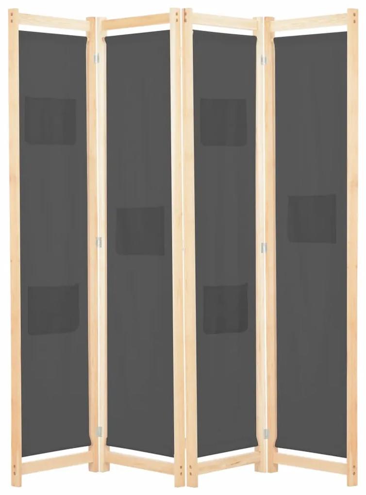 vidaXL szürke 4-paneles szövetparaván 160 x 170 x 4 cm
