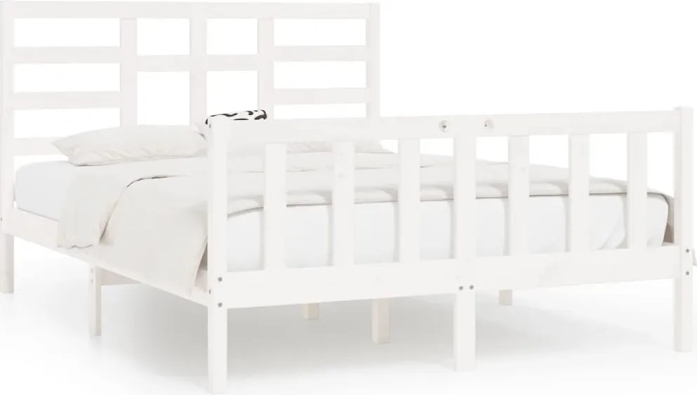 vidaXL fehér tömör fenyőfa ágy matrac nélkül 120 x 200 cm