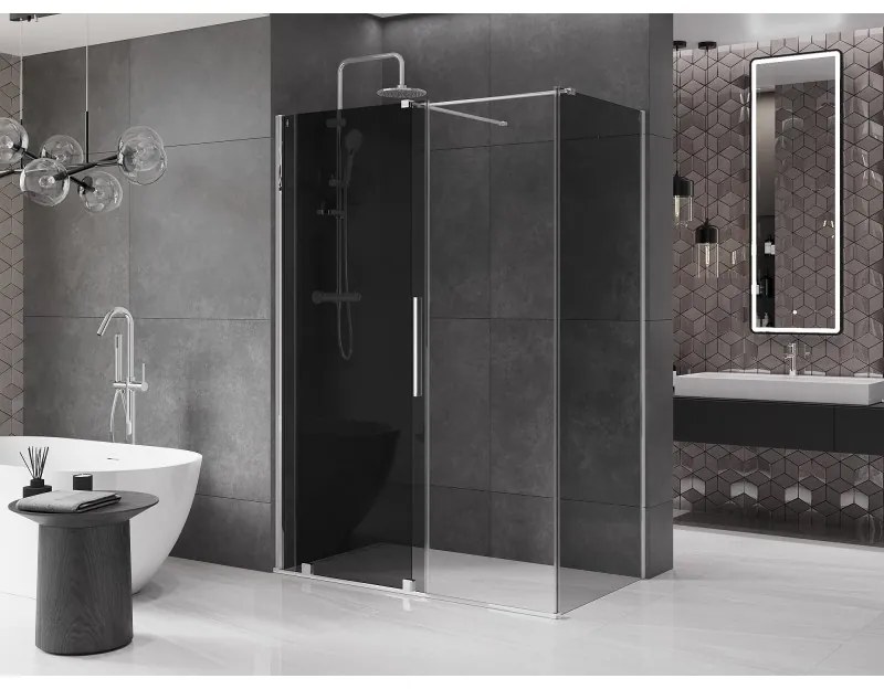 Mexen Velar, zuhanykabin tolóajtóval 140 x 75 cm, 8mm szürke üveg, króm, 871-140-075-41-01