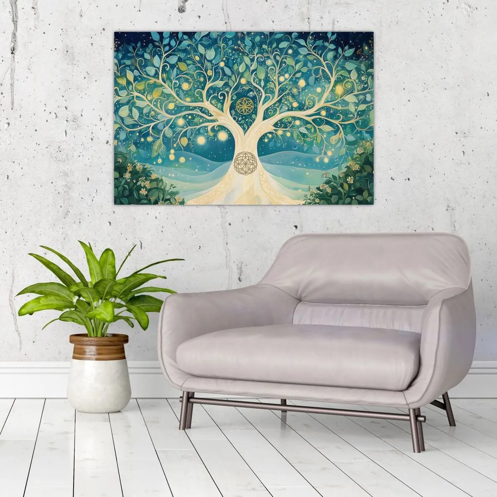 Kép – Mágikus fa spirálokkal (90x60 cm)