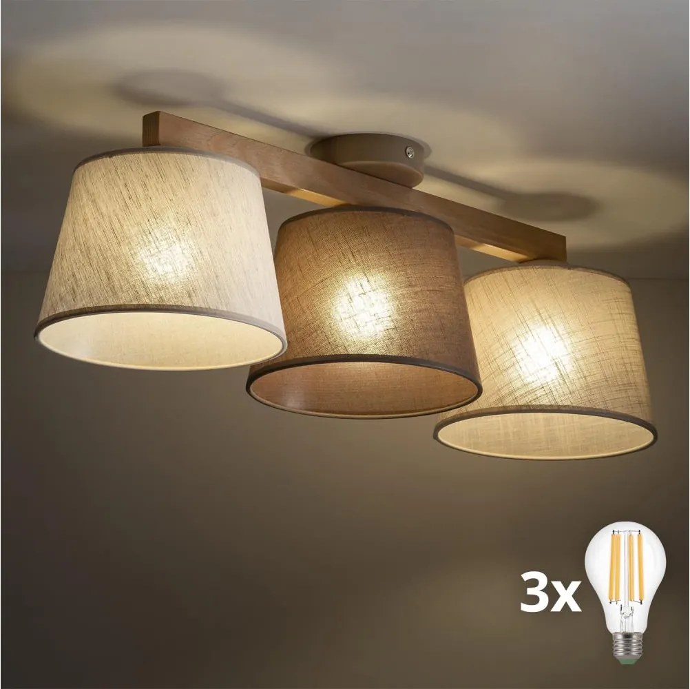 BRILAGI - LED felületre szerelt csillár LATTE 3xE27/15W/230V fenyő/mix