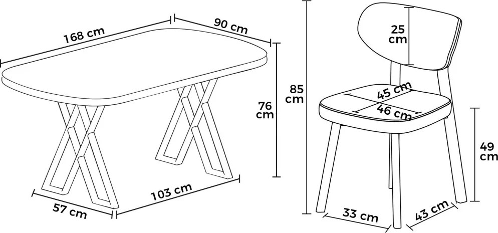Axton étkezőgarnitúra, fehér-antracit, 168 cm – TR240CHR2716