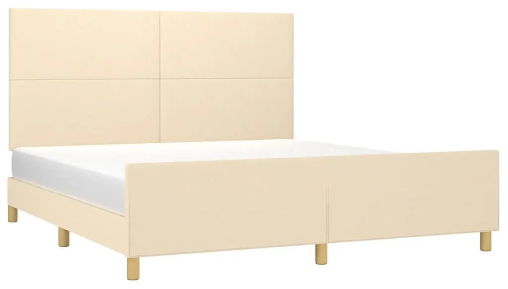 krémszínű szövet ágykeret matrac nélkül 180 x 200 cm