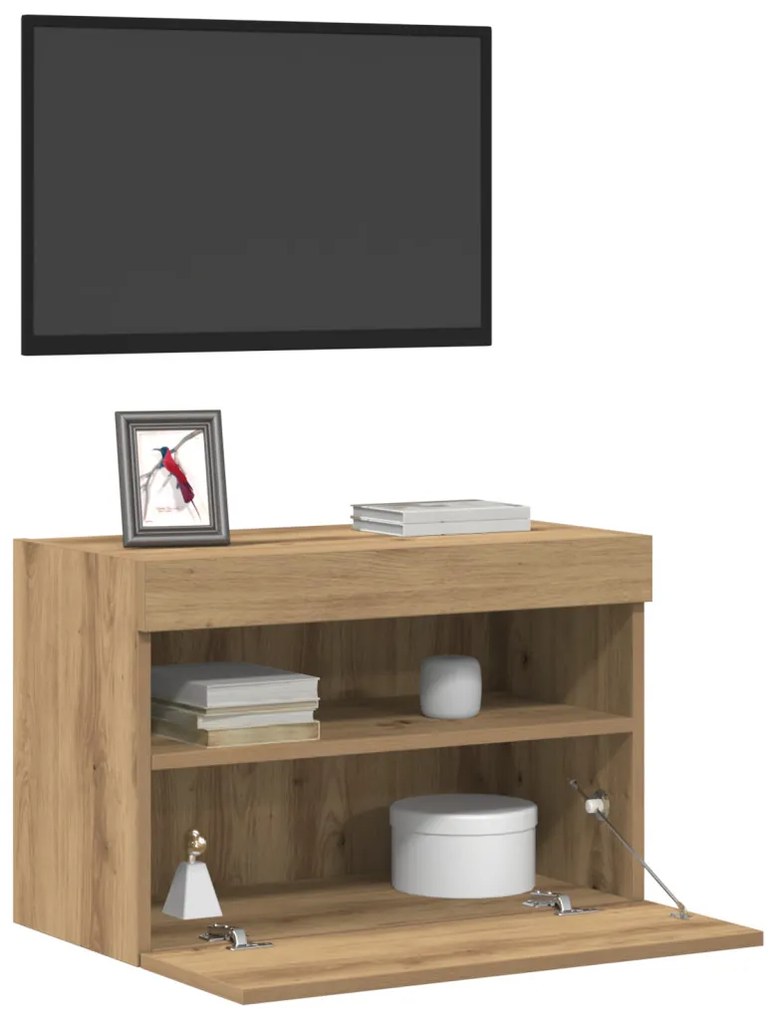 LED világítással rendelkező TV faliszekrények 2 db Artisan tölgy 60x30x40 cm