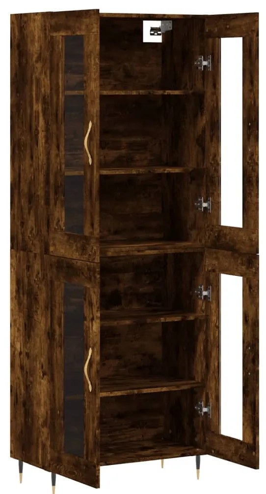 füstös tölgy színű szerelt fa magasszekrény 69,5 x 34 x 180 cm