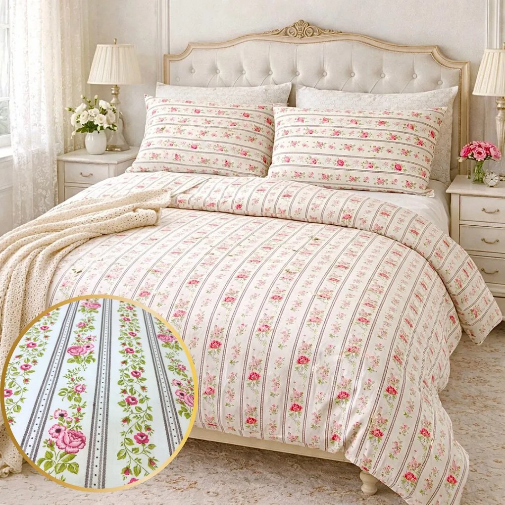 Falu barna pamut ágyneműhuzat TiaHome - 1x Párna 90x70cm, 1x Paplan 140x200cm