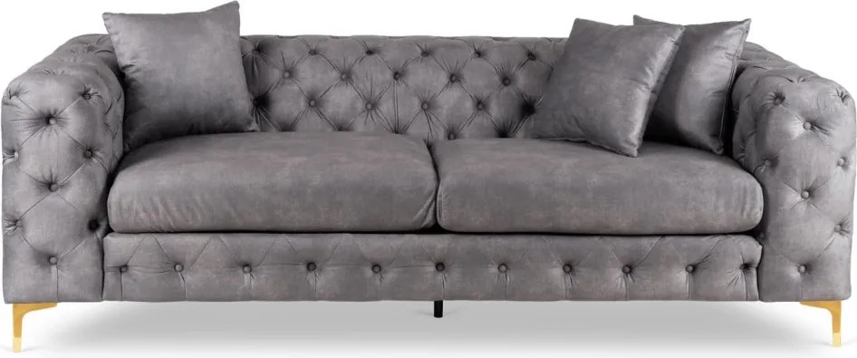Sofa SORRENTO 3S Trzyosobowa Szara Welurowa