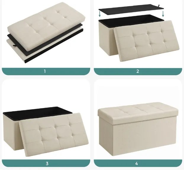Taburett tárolóhellyel OTTOMAN 76x38 cm, krém