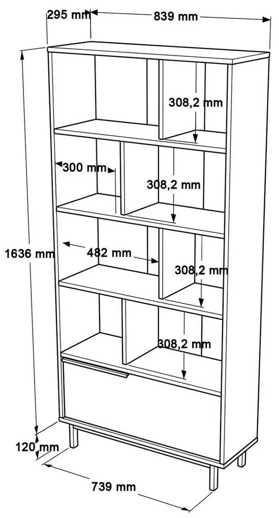 One Walnut and Oak könyvespolc