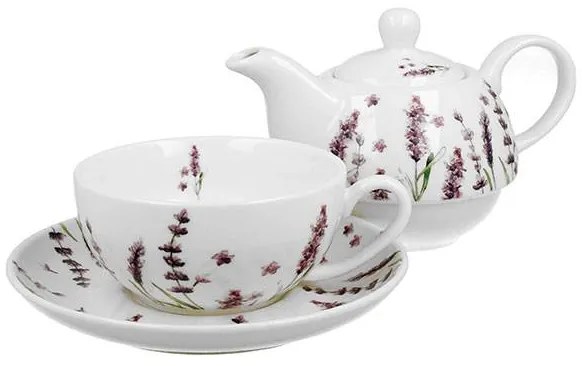 Levendula mintás porcelán egyszemélyes teáskészlet Classic Lavender