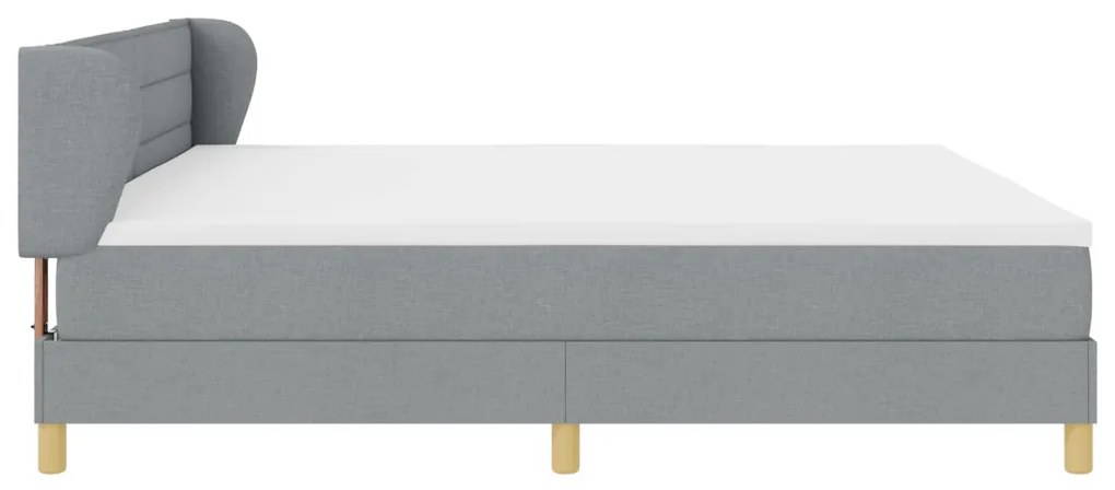 Boxspring Ágy Matraccal - Világosszürke, 200x200 cm, Szövet