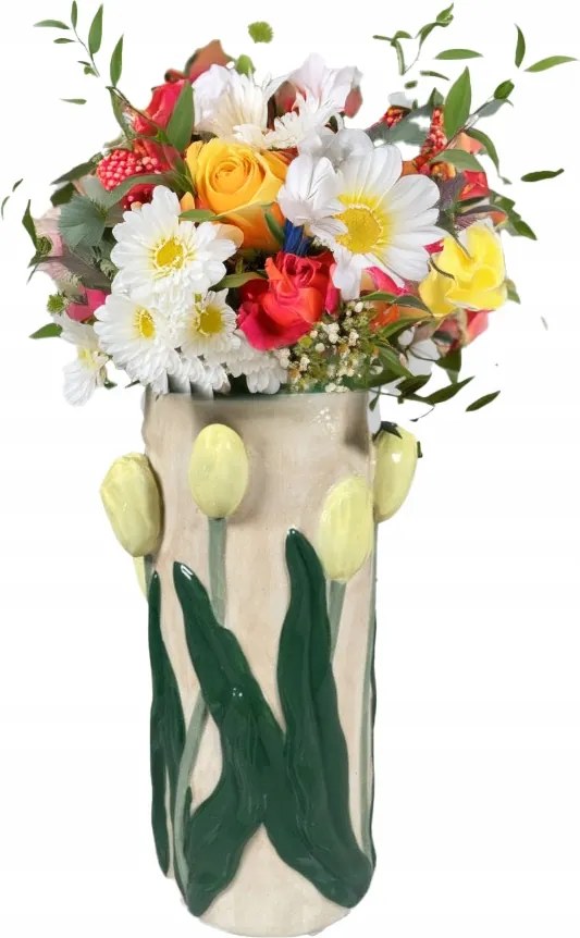 Kézzel Festett Virágváza 22cm skandináv tulipán virág ajándék