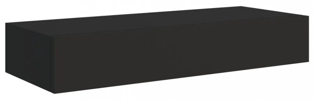 fekete MDF falra szerelhető fiókos polc 60 x 23,5 x 10 cm