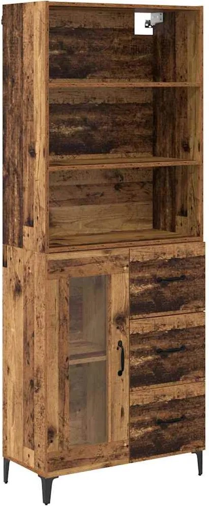 vidaXL Magasfiú fiókkal Öreg fa 69,5 x 34 x 180 cm Faanyag