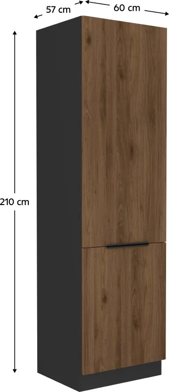 Magas szekrény, okapi dió/fekete, MENZO 60 DK-210 2F