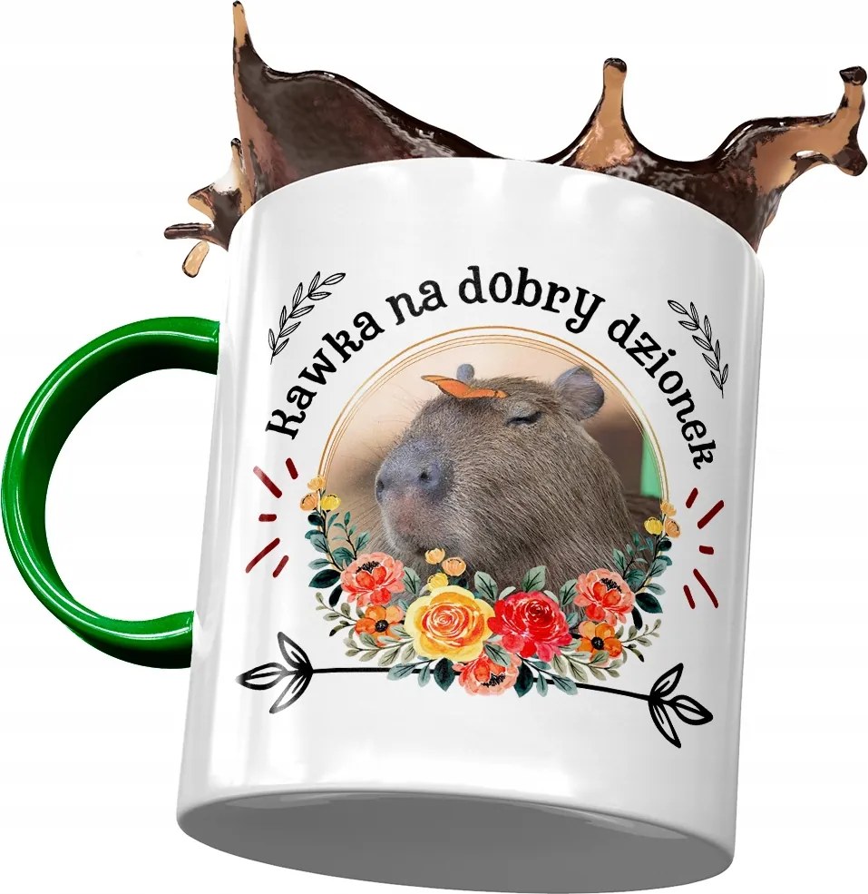 Zöld Kapibara Bögre Születésnap Névnap Ajándék Nyomtatott Fotóval