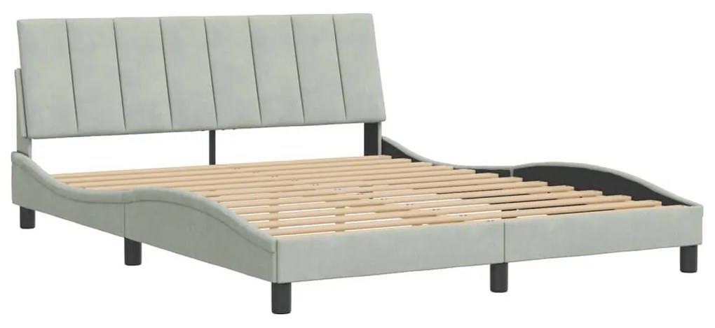 világosszürke bársony ágykeret matrac nélkül Hanko 160 x 200 cm