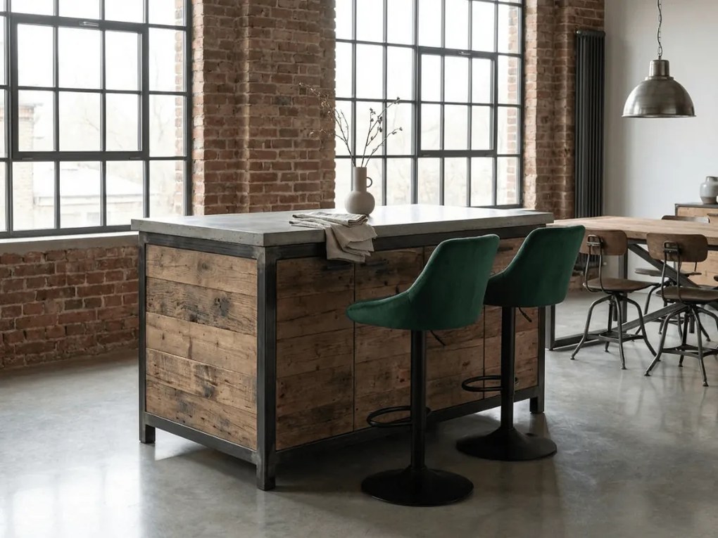 Zöld bárszék KAST VELVET fekete lábbal