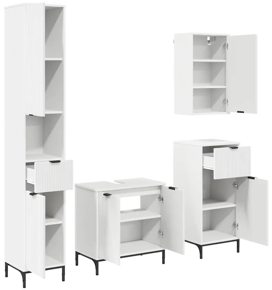 Fürdőszoba bútor szett fiókkal tárolóval Fehér Műanyag fa, fém