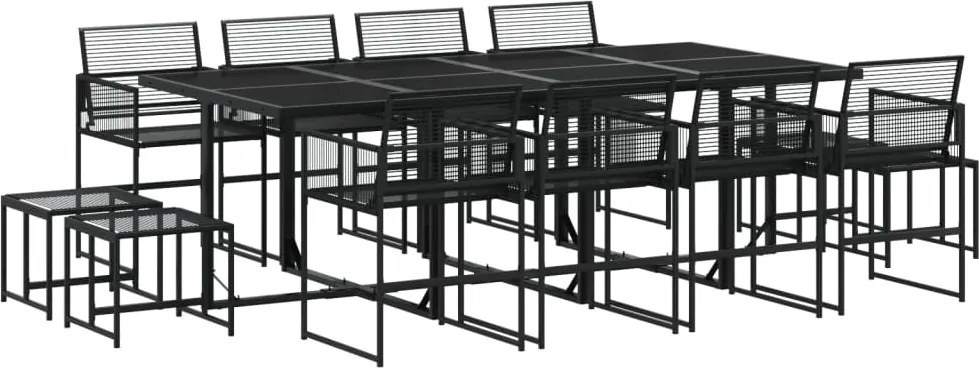 vidaXL 13 részes fekete polyrattan kerti étkezőgarnitúra