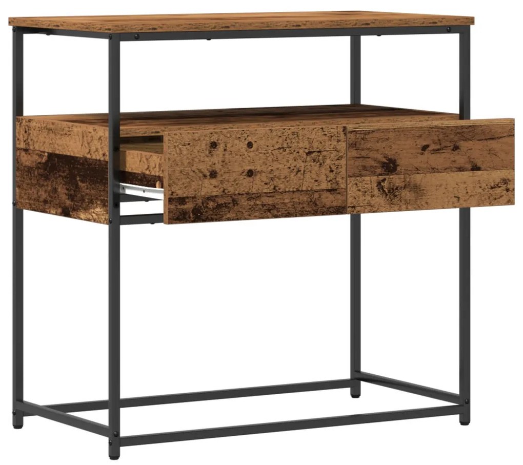 Konzol Asztal Régi Fa 75x40x75 cm Mérnöki Fa és Acél