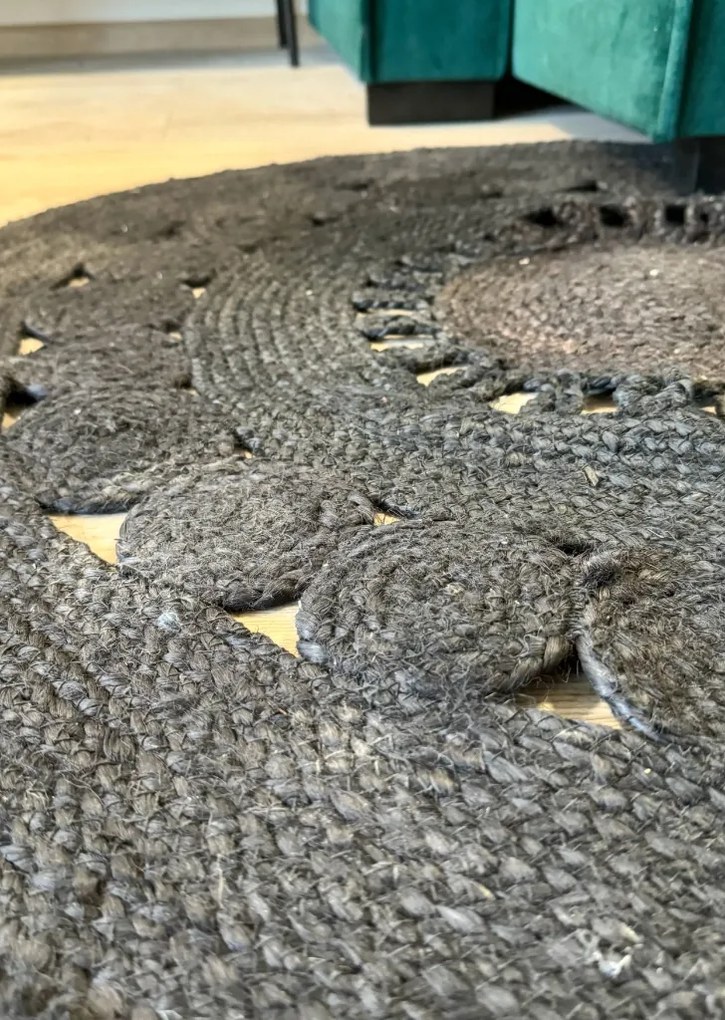 Kerek juta szőnyeg MAYA 100 cm, fekete