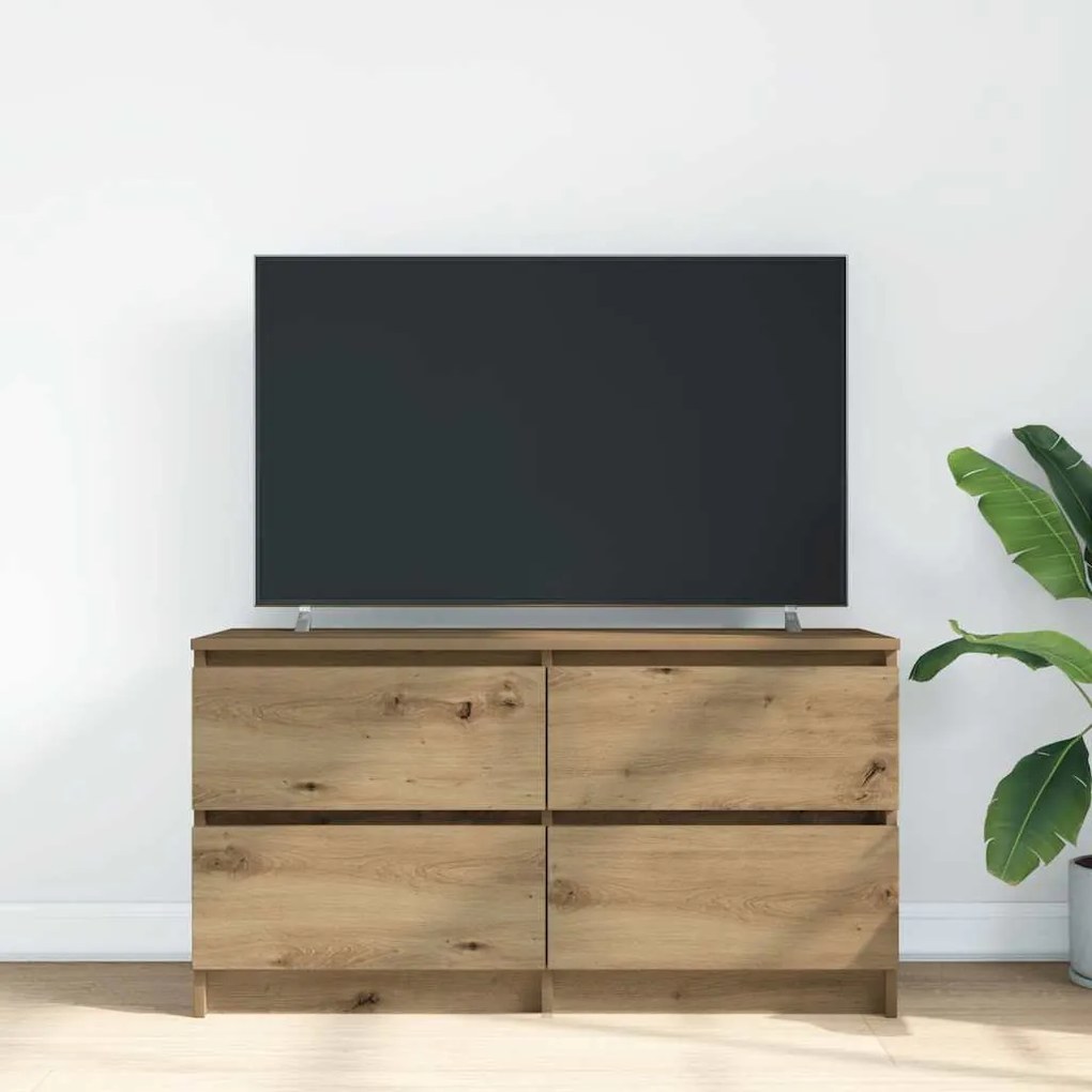 kézműves tölgy színű szerelt fa TV-szekrény 100x35x54 cm