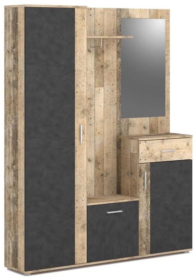 Előszobafal tükörrel NOLAN barna/grafit