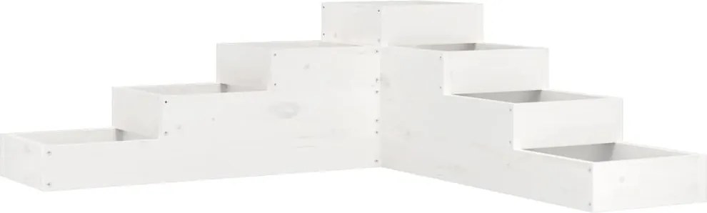 vidaXL fehér 4 szintes tömör fenyőfa kerti virágtartó 106x104,5x36 cm