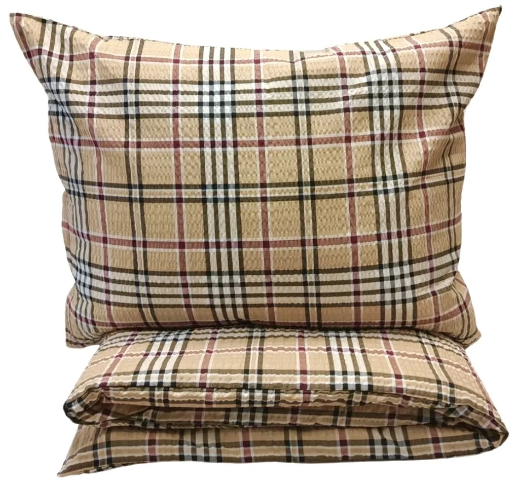 Karo barna krepp lapok TiaHome - 1x Párna 90x70cm, 1x Paplan 140x200cm